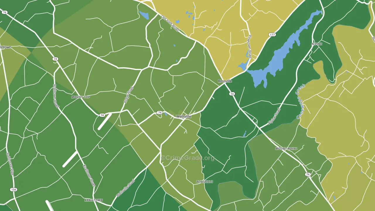 Wellsville, PA Map of Vehicle Theft Rates
