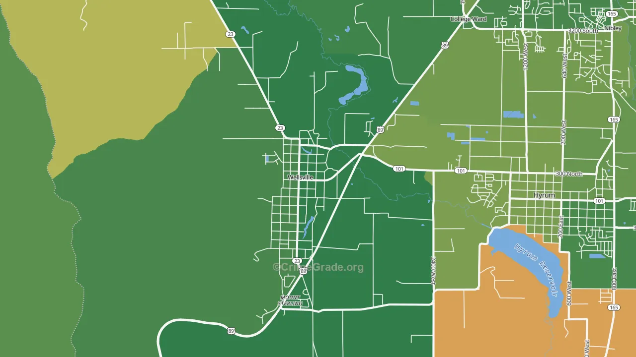 Wellsville, UT Map of Vehicle Theft Rates