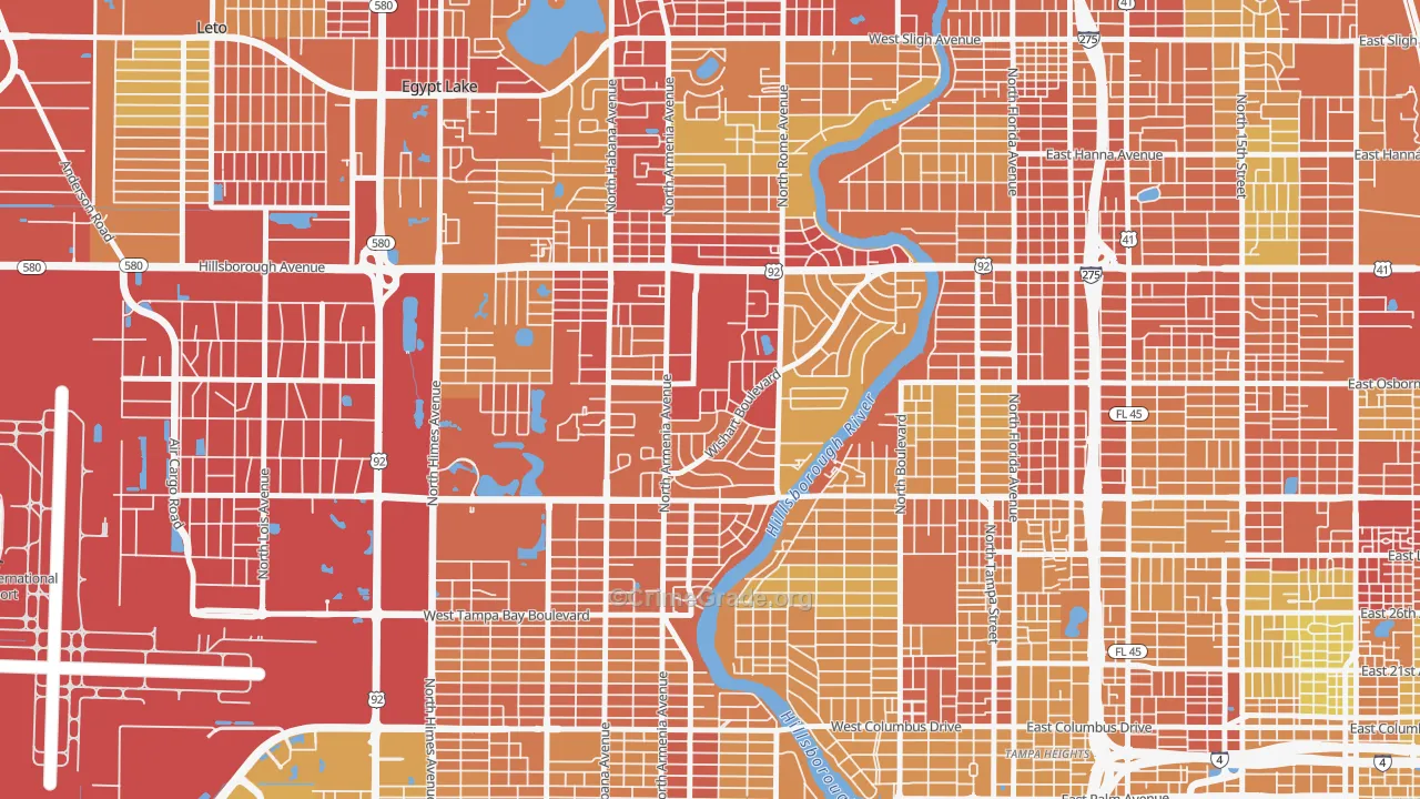 Wellswood, Tampa, FL Map of Vehicle Theft Rates