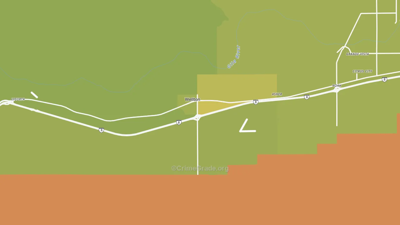 Wellton, AZ Map of Vehicle Theft Rates
