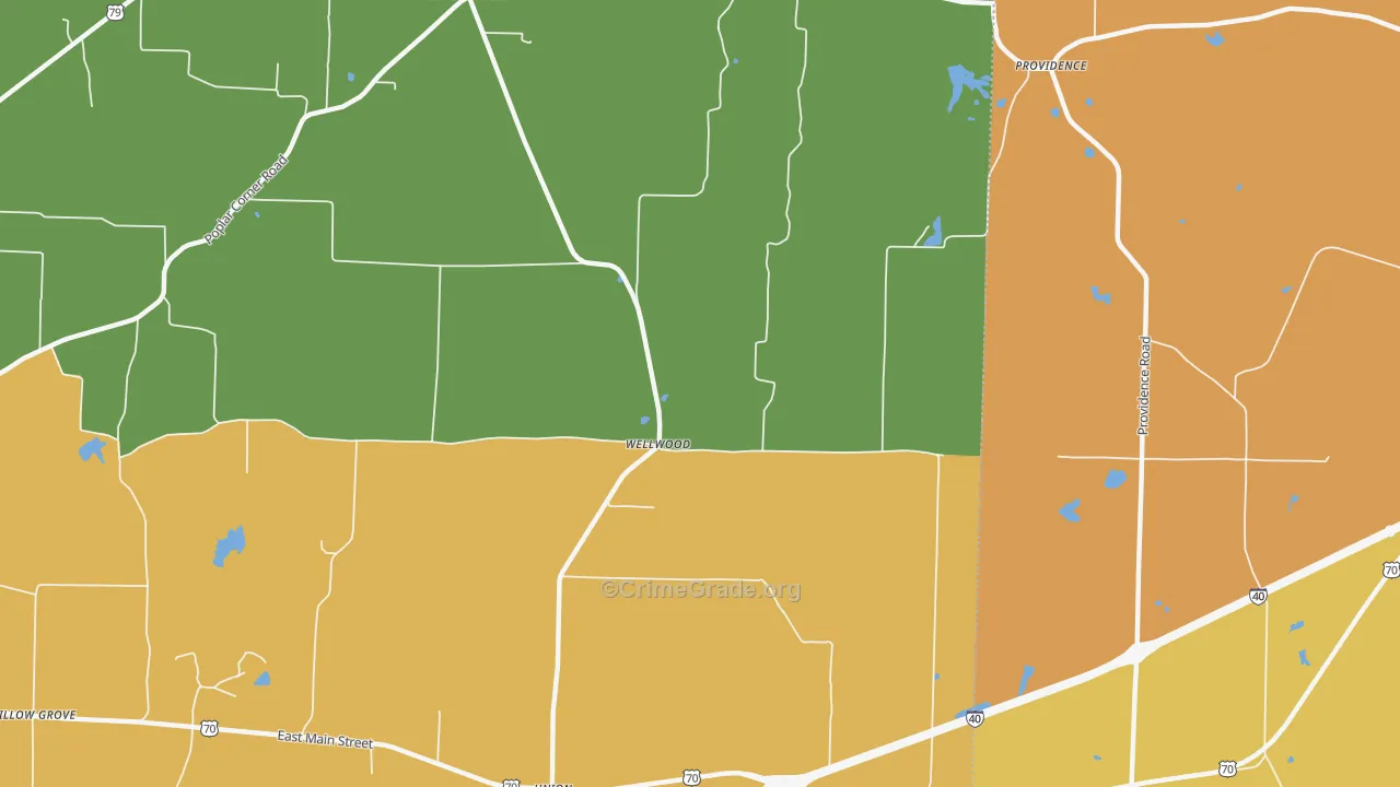 Wellwood, TN Map of Vehicle Theft Rates