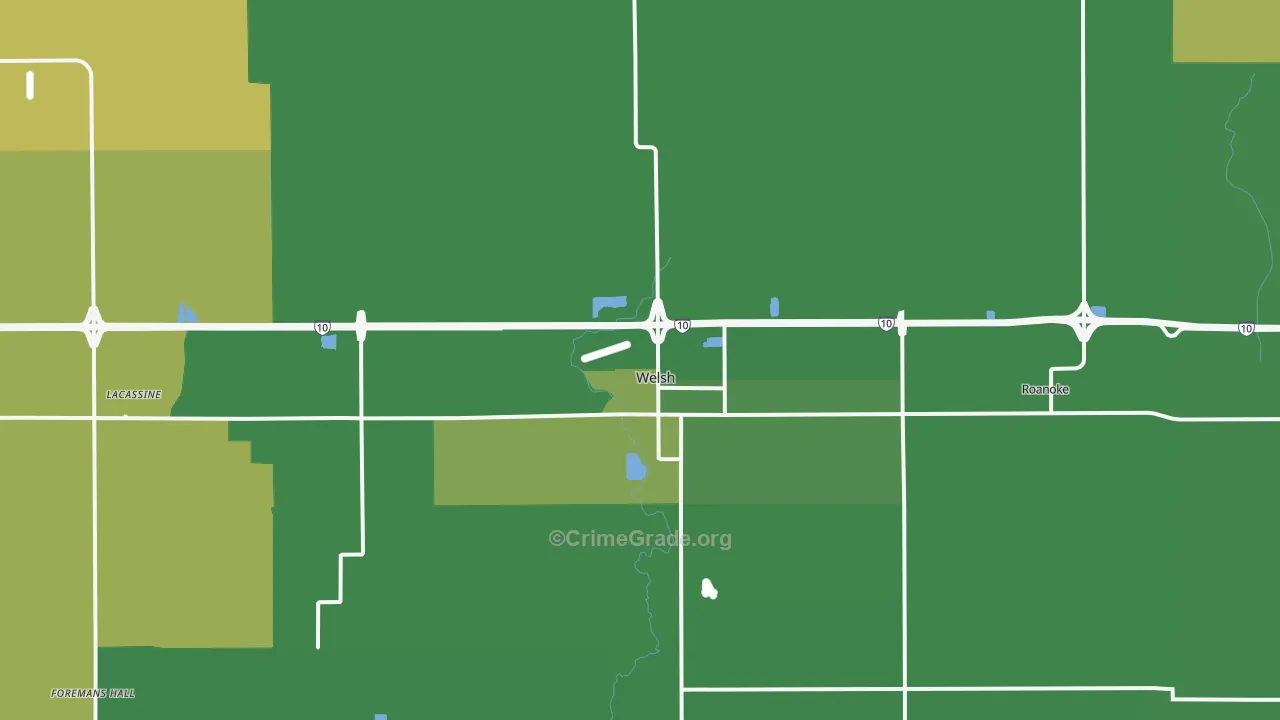 Welsh, LA Map of Vehicle Theft Rates