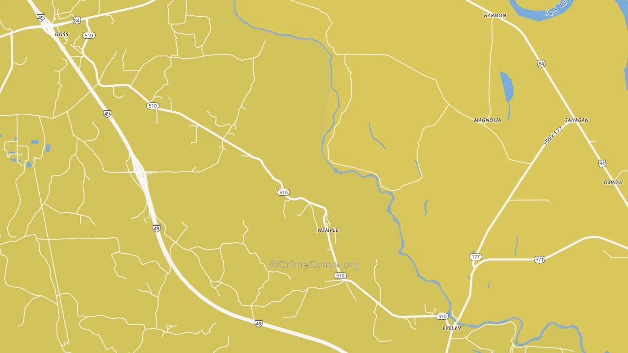 Wemple, LA Map of Vehicle Theft Rates