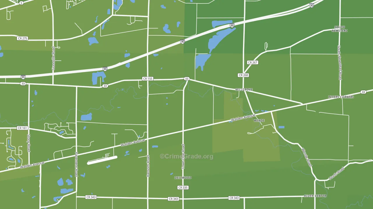 Wende, NY Map of Vehicle Theft Rates
