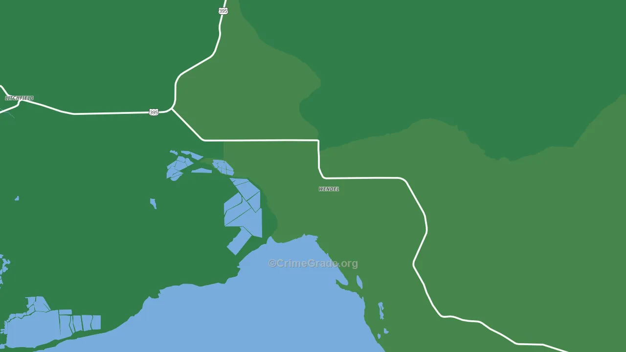 Wendel, CA Map of Vehicle Theft Rates