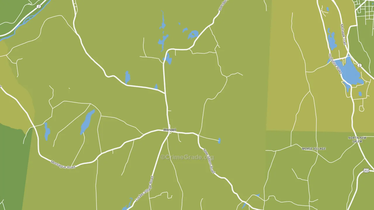 Wendell Depot, MA Map of Vehicle Theft Rates