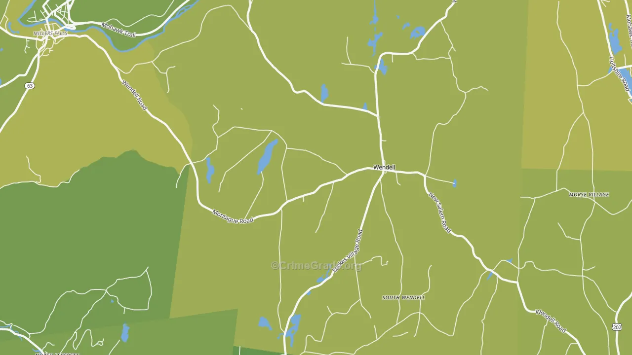 Wendell, MA Map of Vehicle Theft Rates