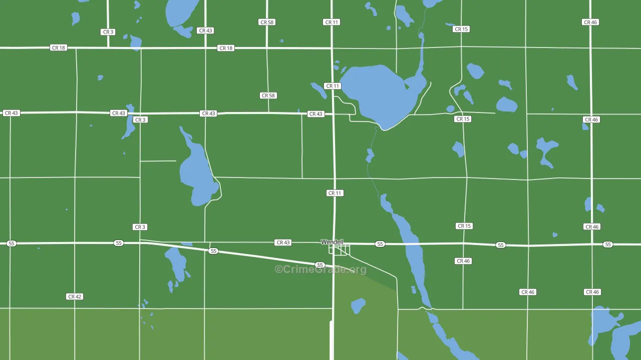 Wendell, MN Map of Vehicle Theft Rates