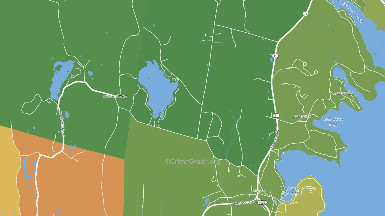 Wendell, NH Map of Vehicle Theft Rates