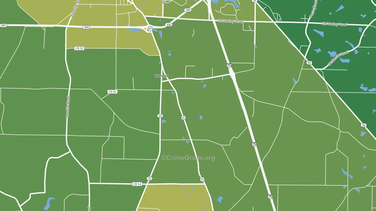 Wenona, GA Map of Vehicle Theft Rates