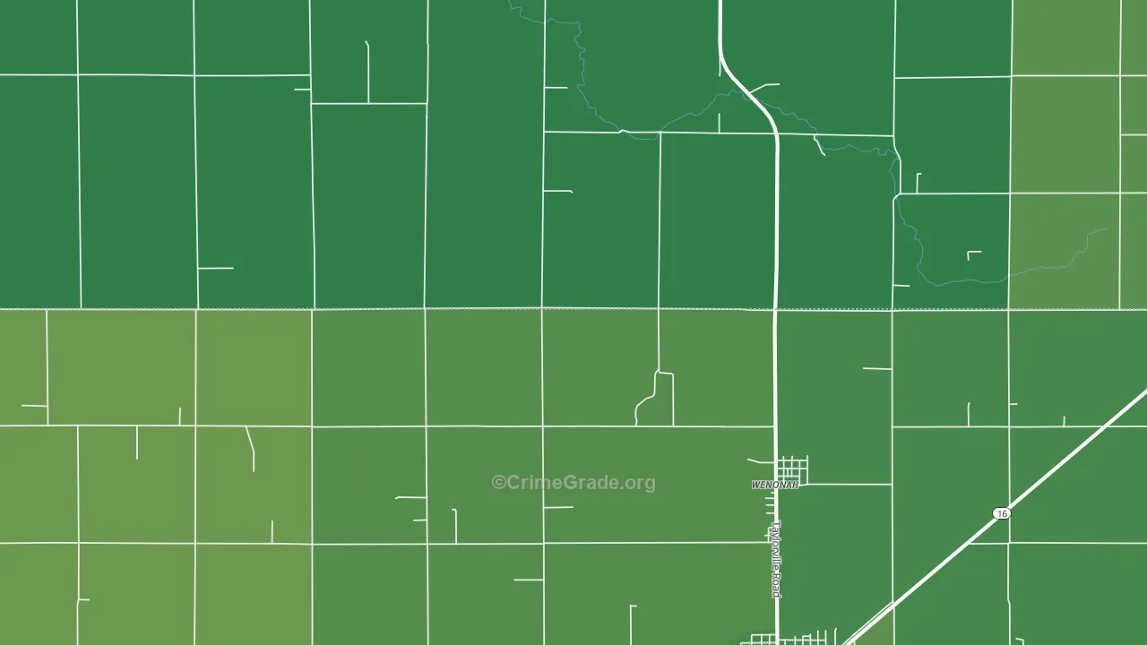 Wenonah, IL Map of Vehicle Theft Rates