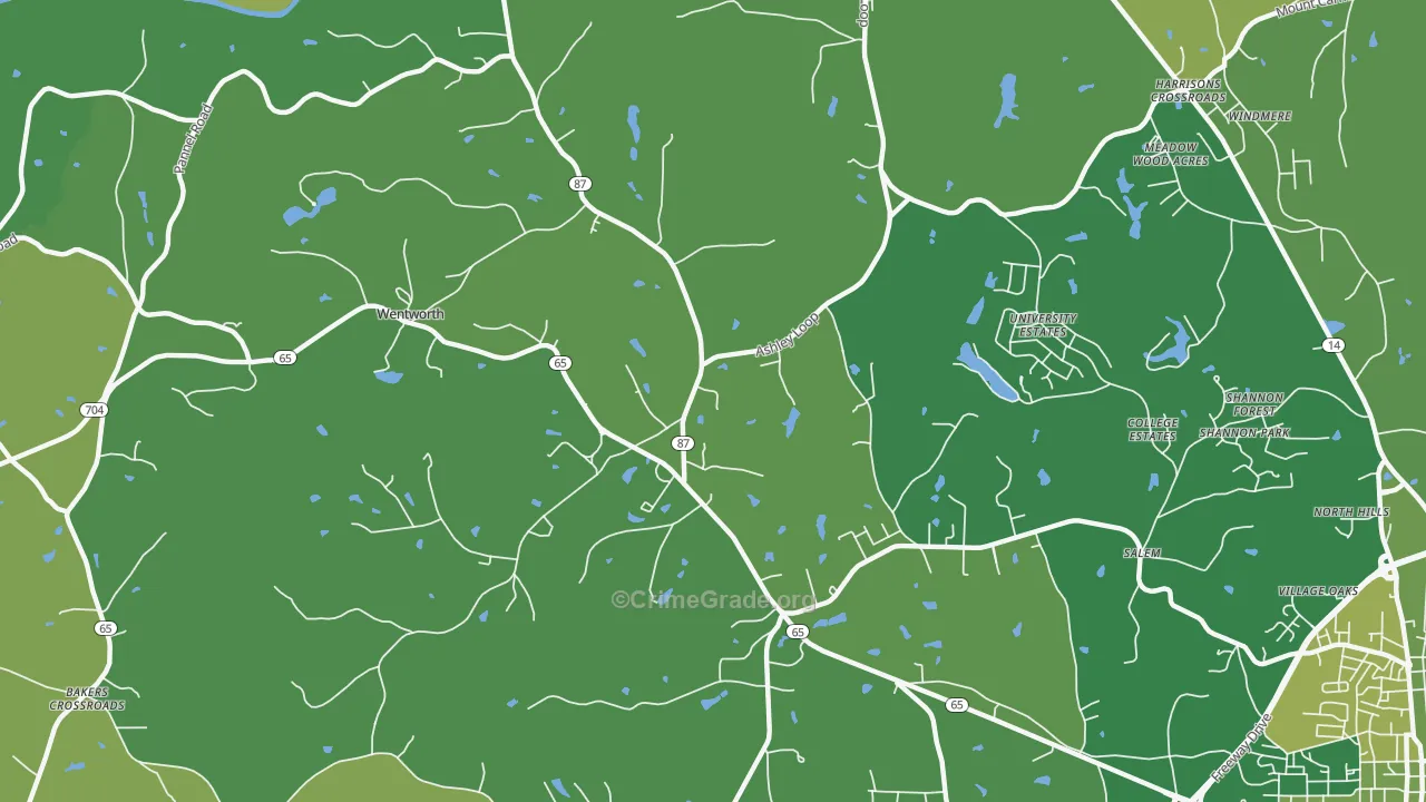 Wentworth, NC Map of Vehicle Theft Rates