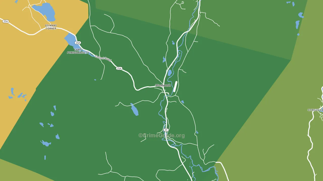 Wentworth, NH Map of Vehicle Theft Rates