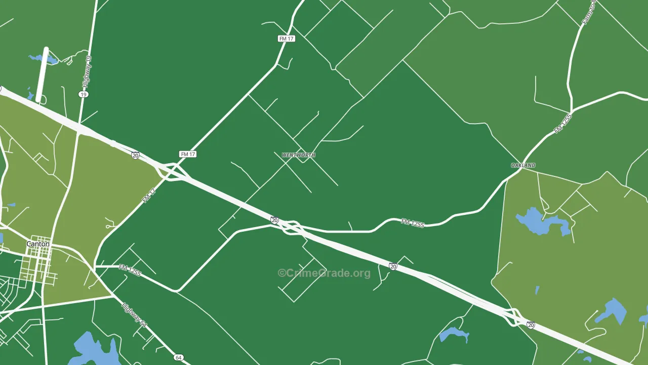 Wentworth, TX Map of Vehicle Theft Rates