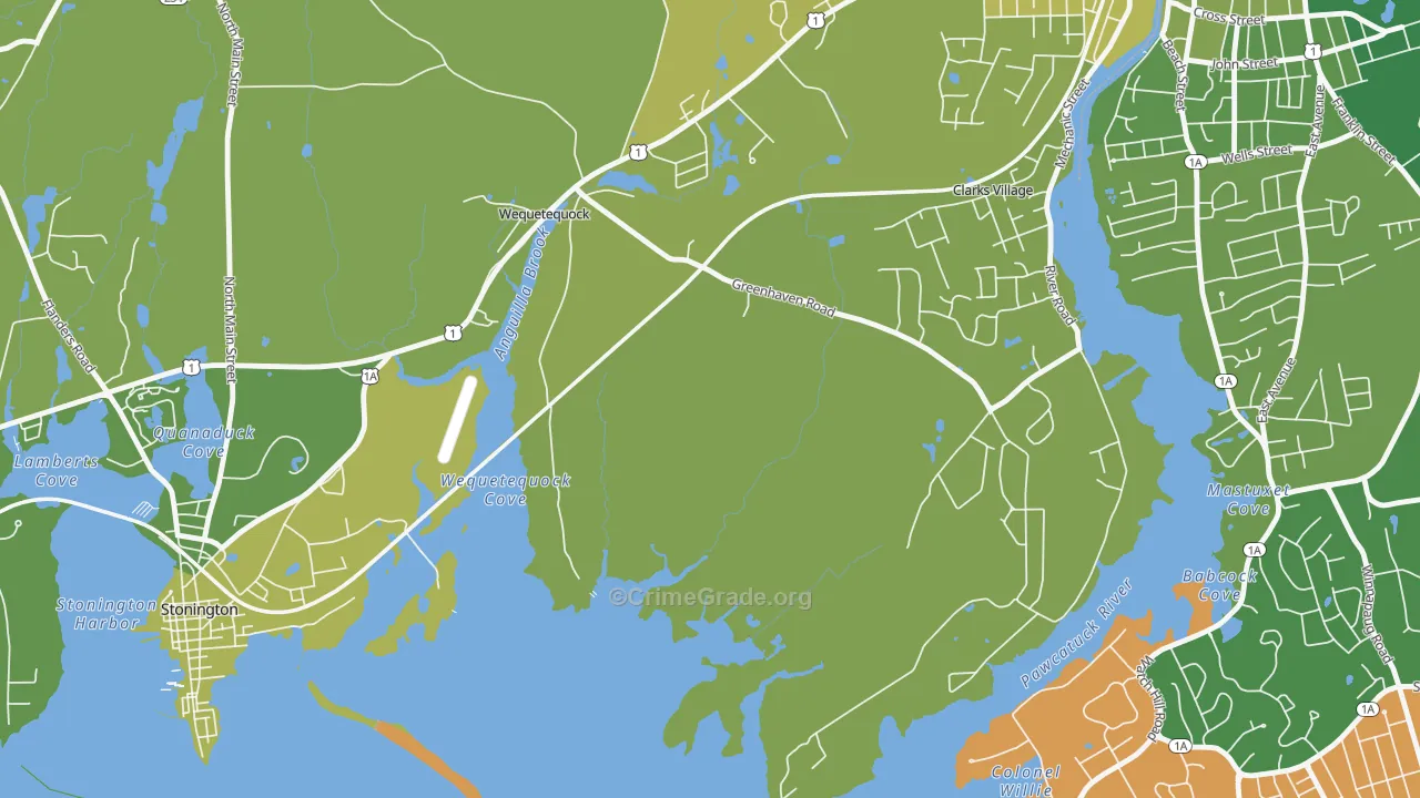 Wequetequock, CT Map of Vehicle Theft Rates