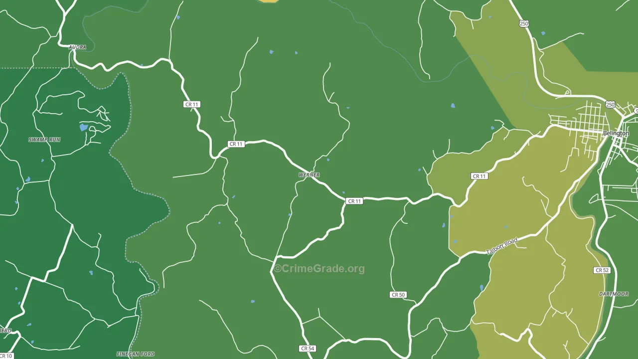 Werner, WV Map of Vehicle Theft Rates