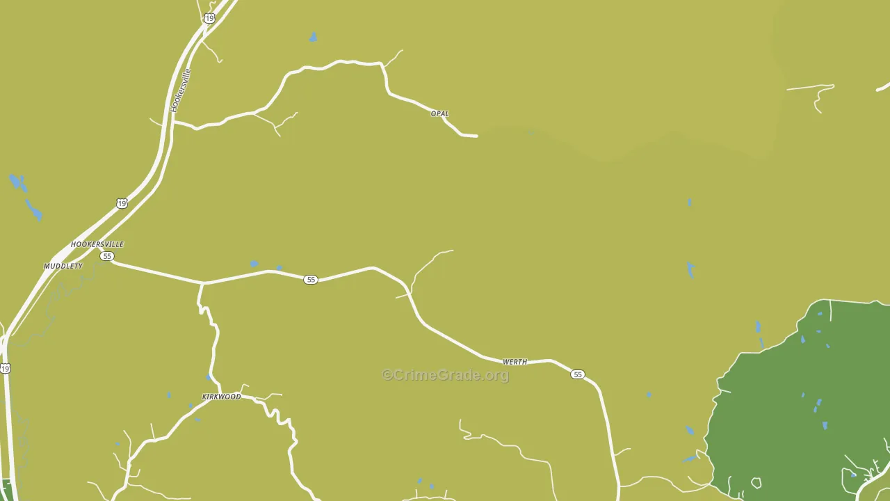 Werth, WV Map of Vehicle Theft Rates