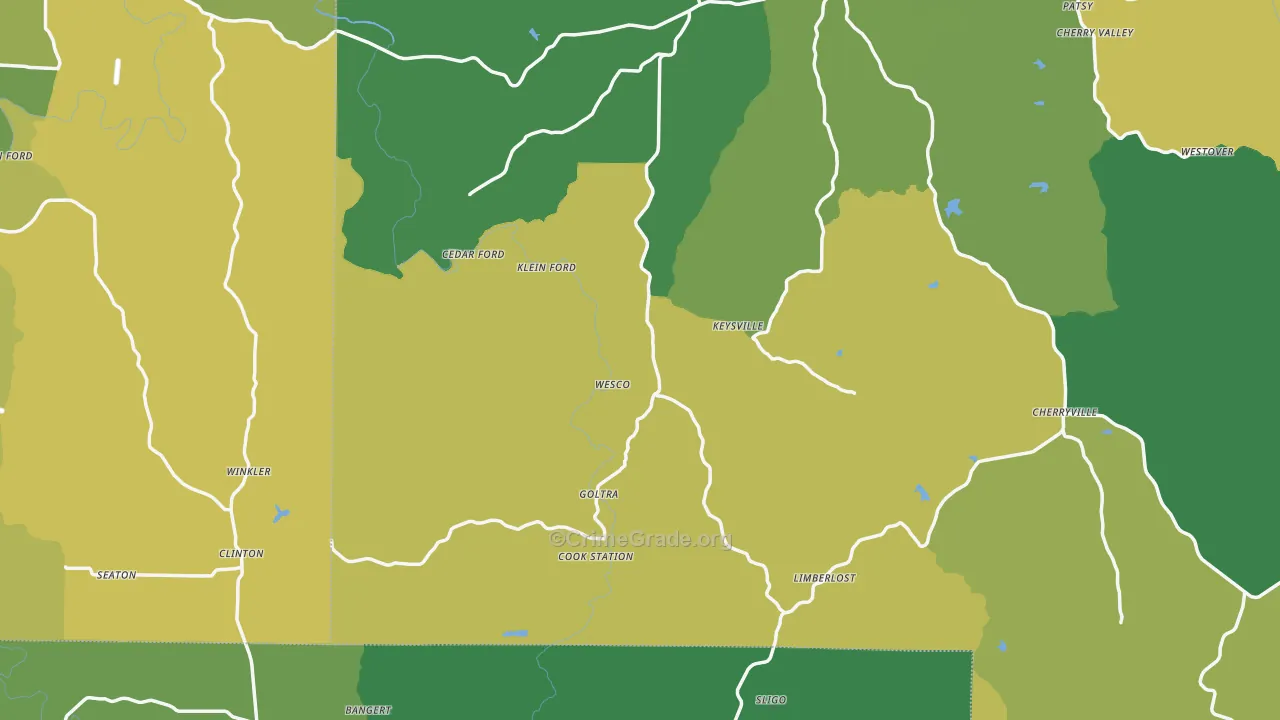 Wesco, MO Map of Vehicle Theft Rates