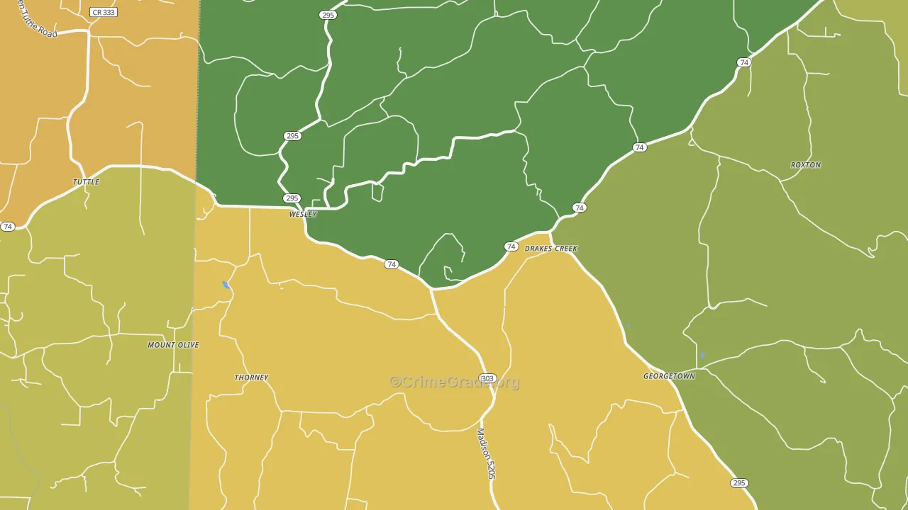 Wesley, AR Map of Vehicle Theft Rates