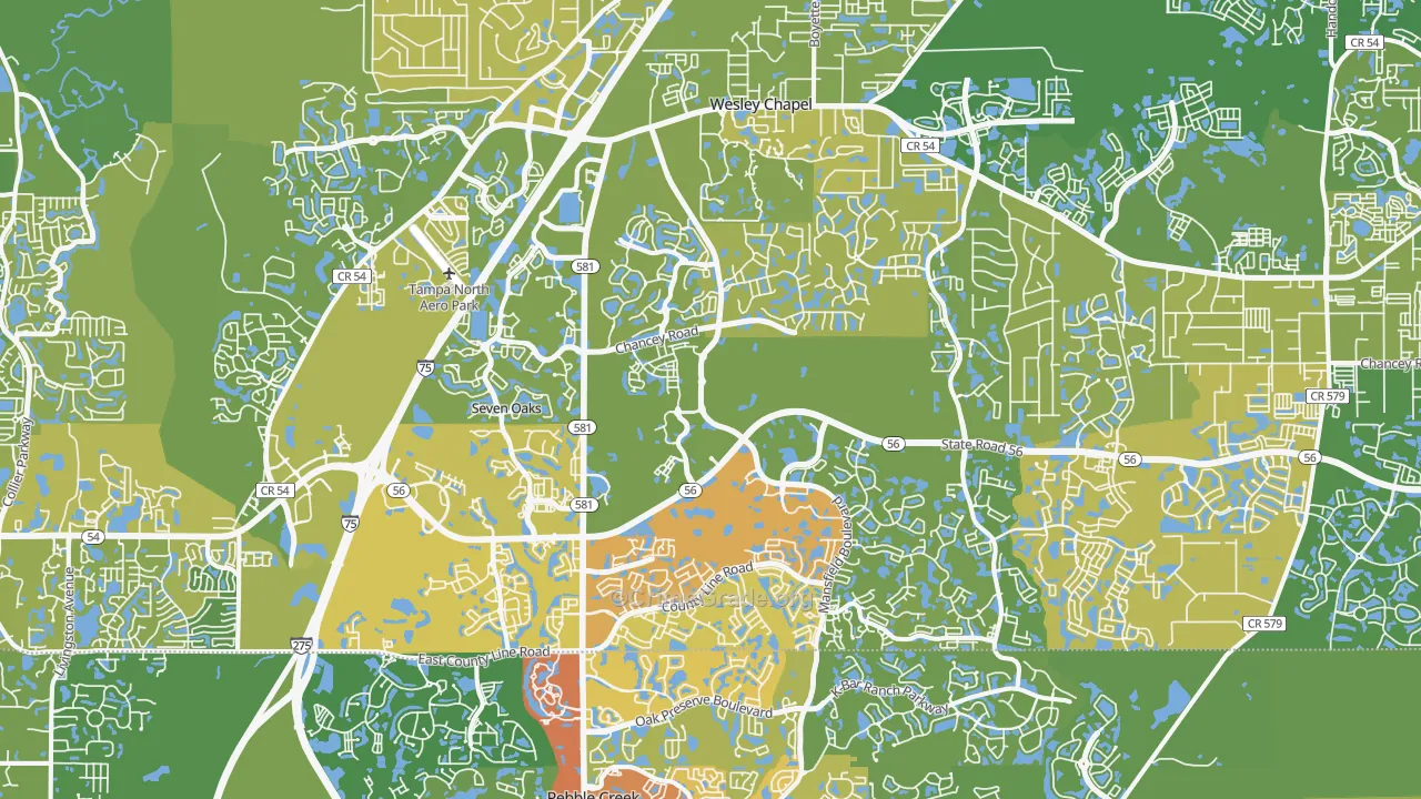 Wesley Chapel, FL Map of Vehicle Theft Rates