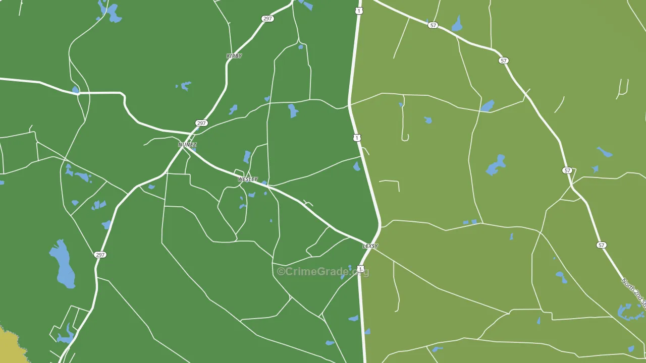 Wesley, GA Map of Vehicle Theft Rates