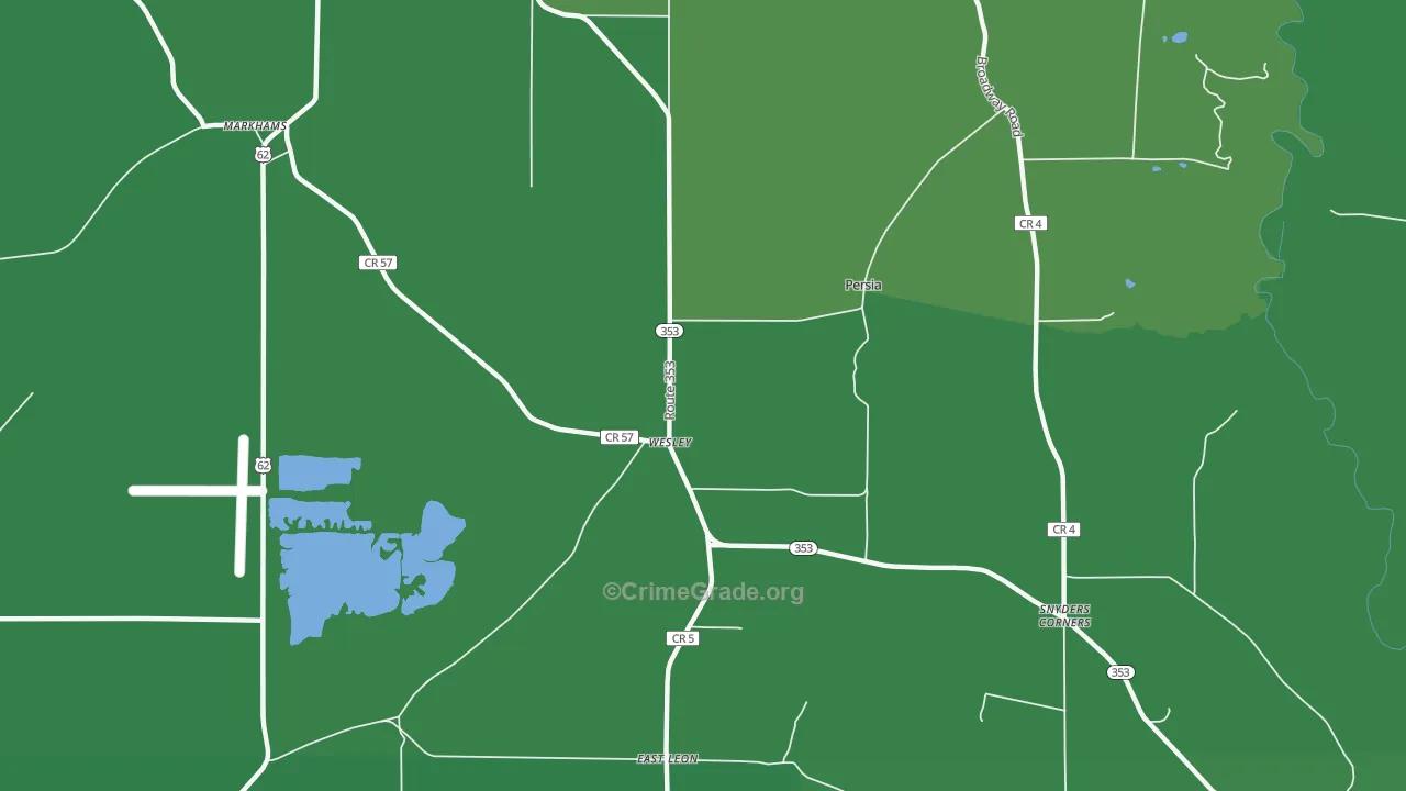 Wesley, NY Map of Vehicle Theft Rates