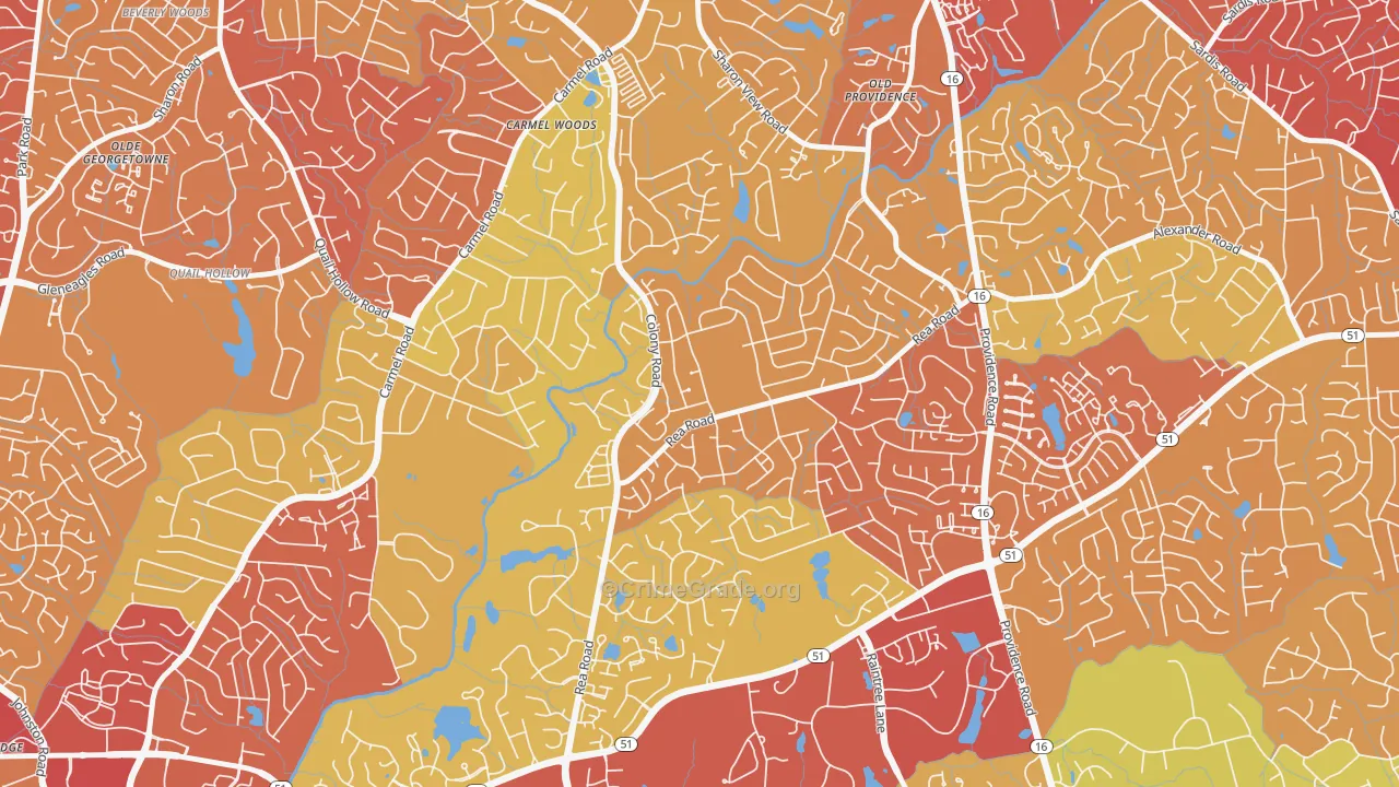 Wessex Square, Charlotte, NC Map of Vehicle Theft Rates