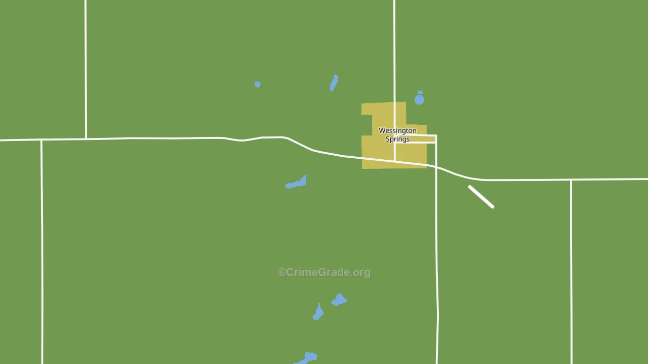 Wessington Springs, SD Map of Vehicle Theft Rates