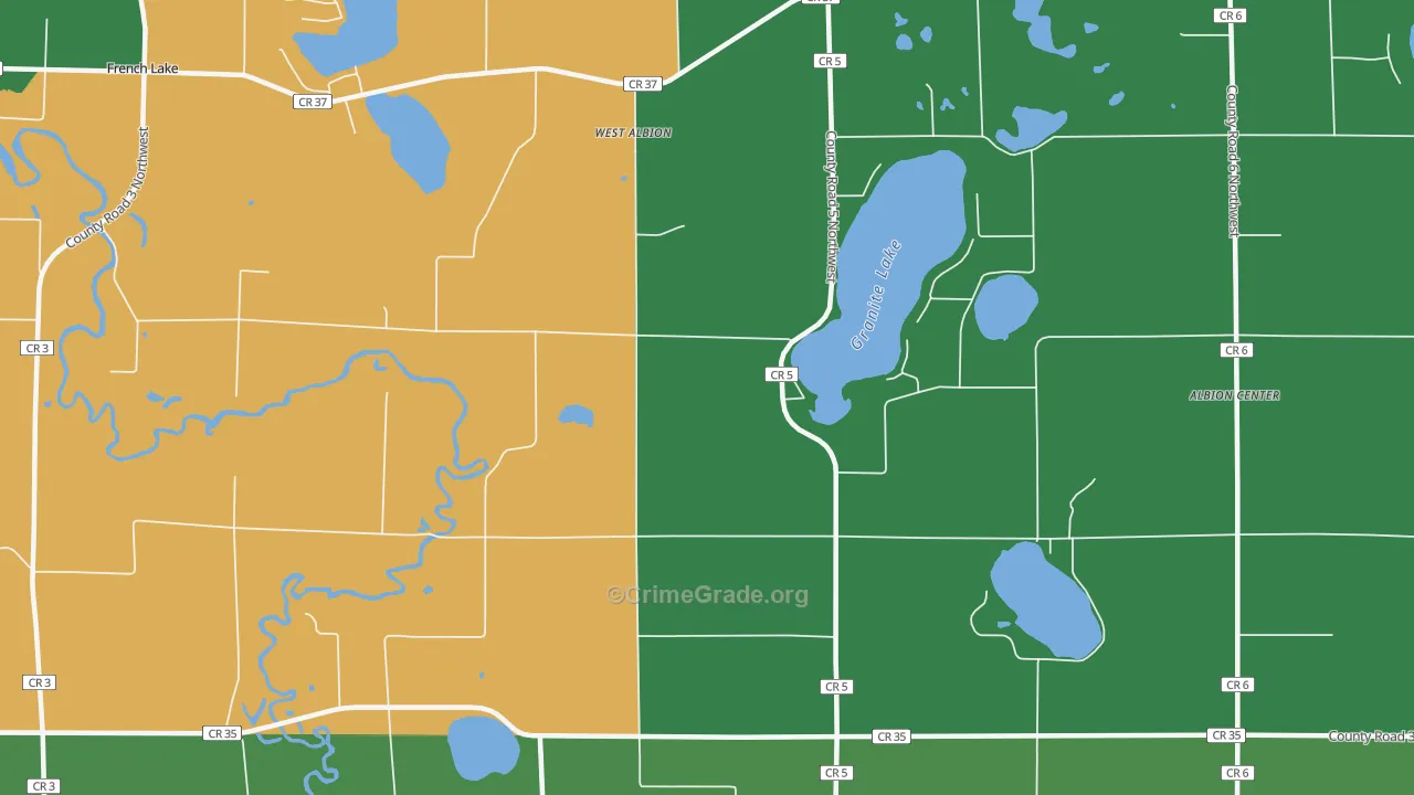 West Albion, MN Map of Vehicle Theft Rates