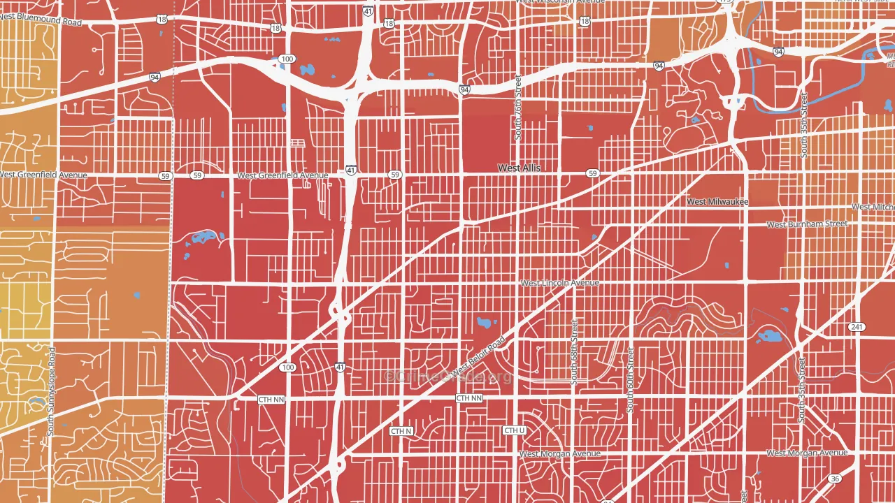 West Allis, WI Map of Vehicle Theft Rates