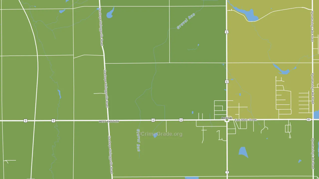 West Andover, OH Map of Vehicle Theft Rates