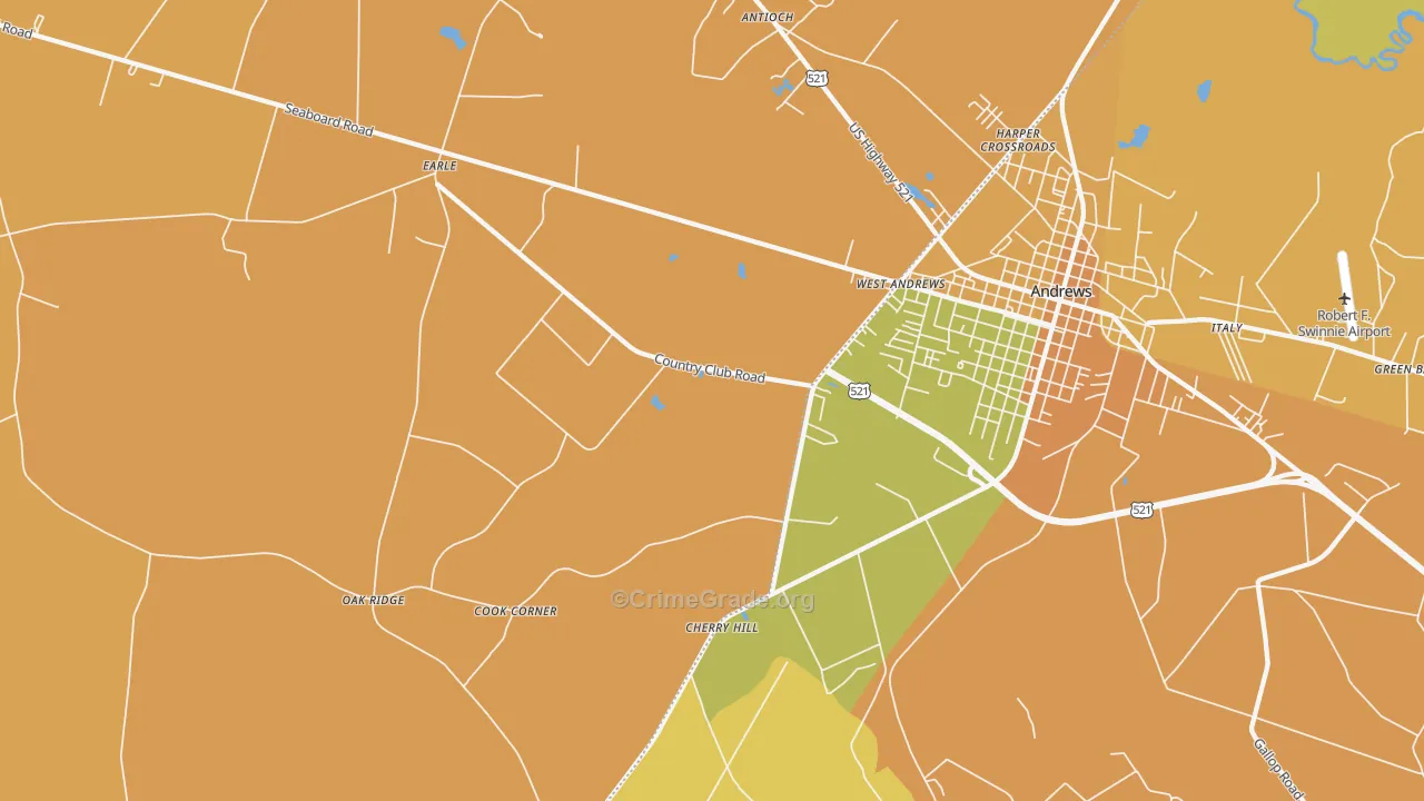 West Andrews, SC Map of Vehicle Theft Rates
