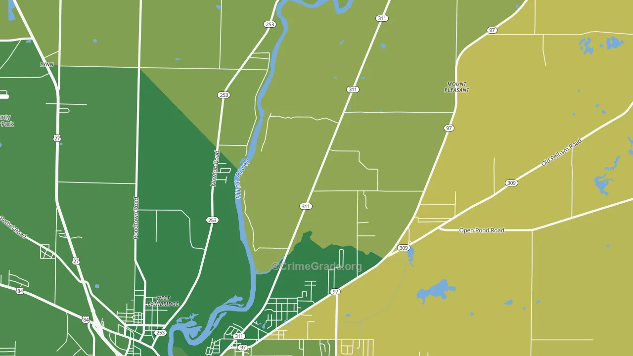 West Bainbridge, GA Map of Vehicle Theft Rates