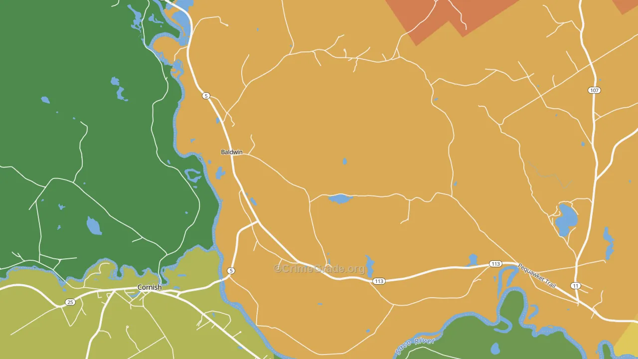 West Baldwin, ME Map of Vehicle Theft Rates