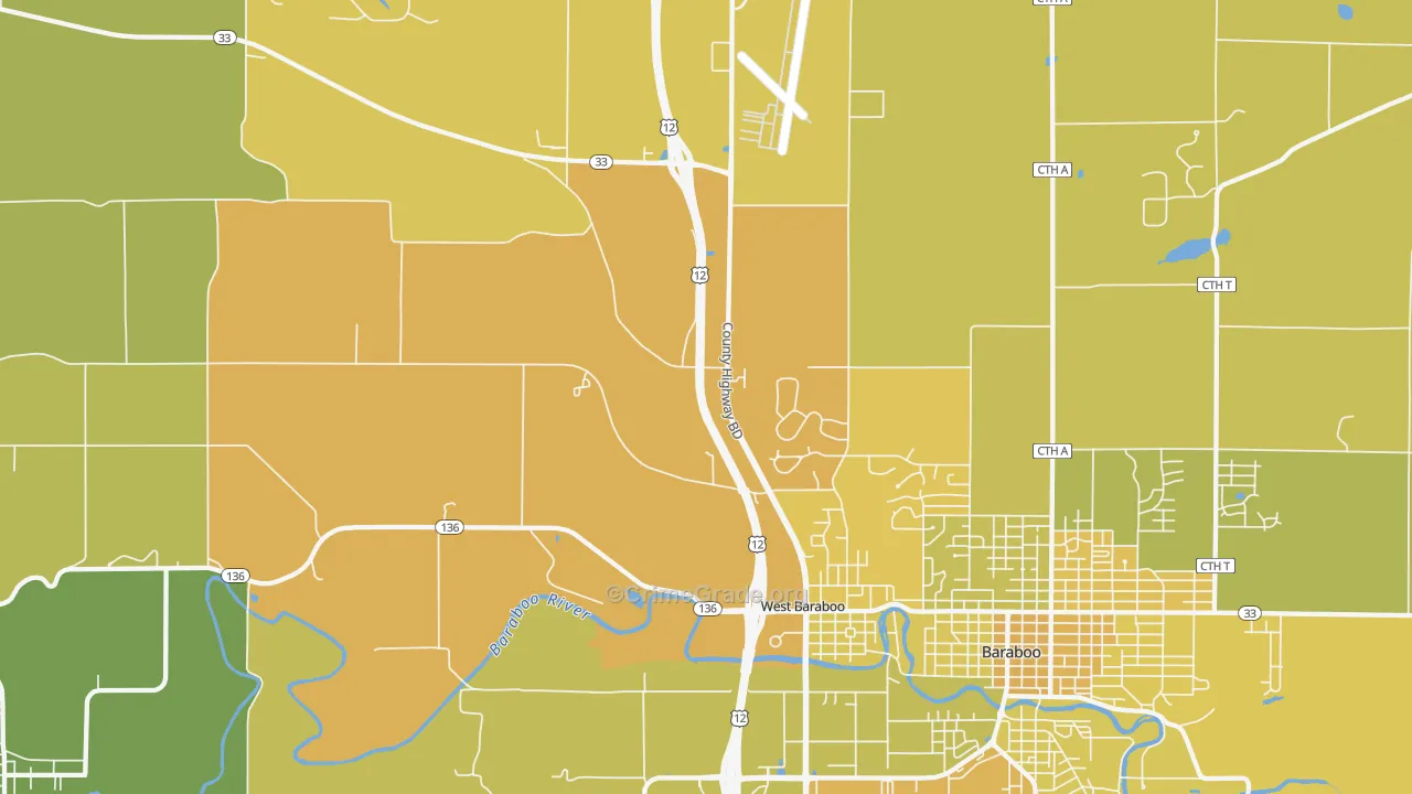 West Baraboo, WI Map of Vehicle Theft Rates