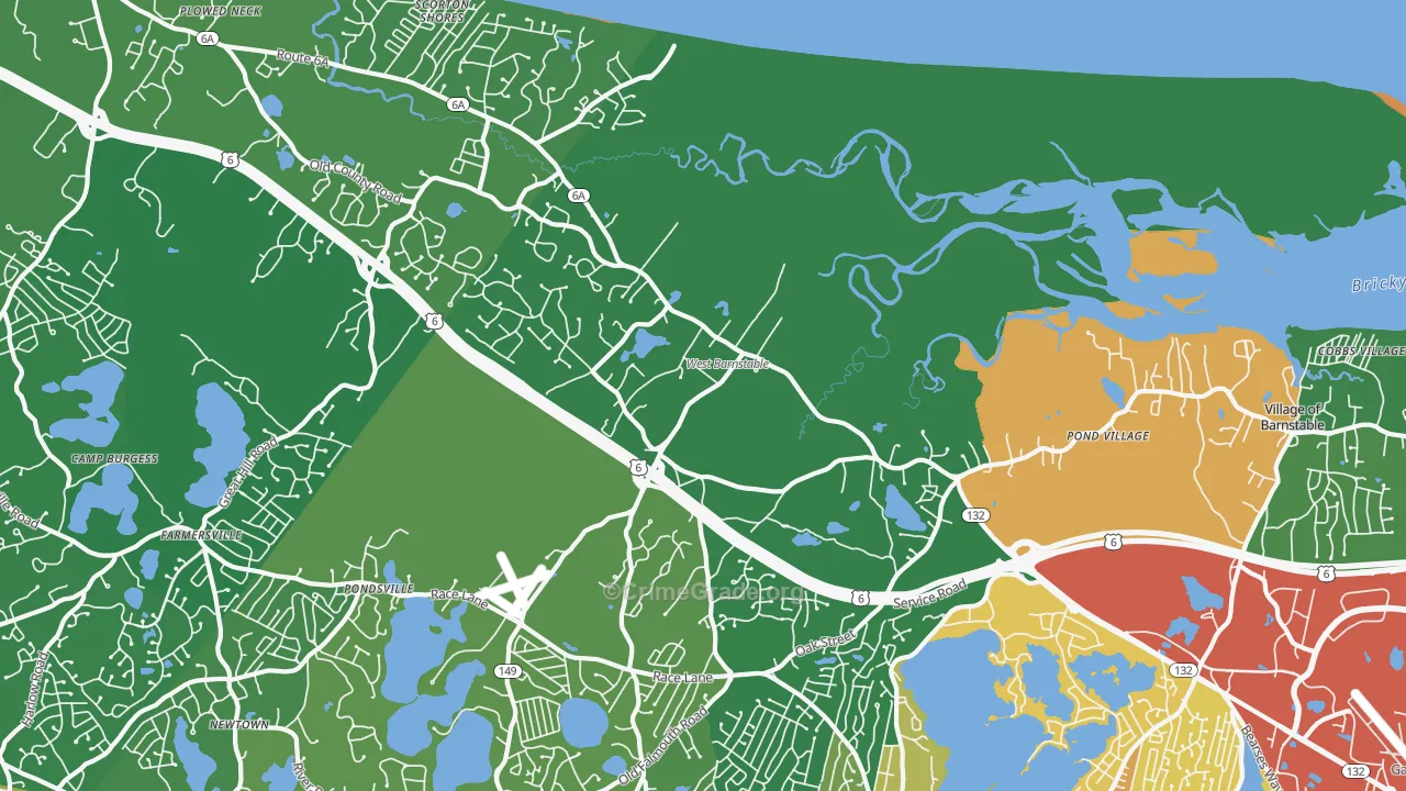 West Barnstable, MA Map of Vehicle Theft Rates