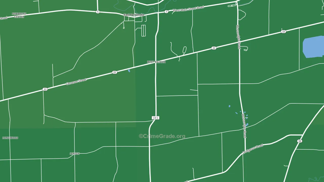 West Batavia, NY Map of Vehicle Theft Rates