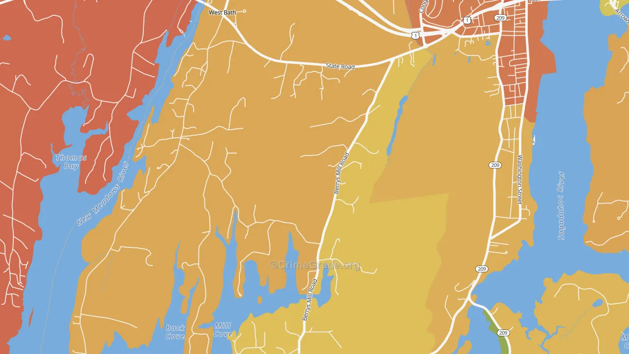 West Bath, ME Map of Vehicle Theft Rates