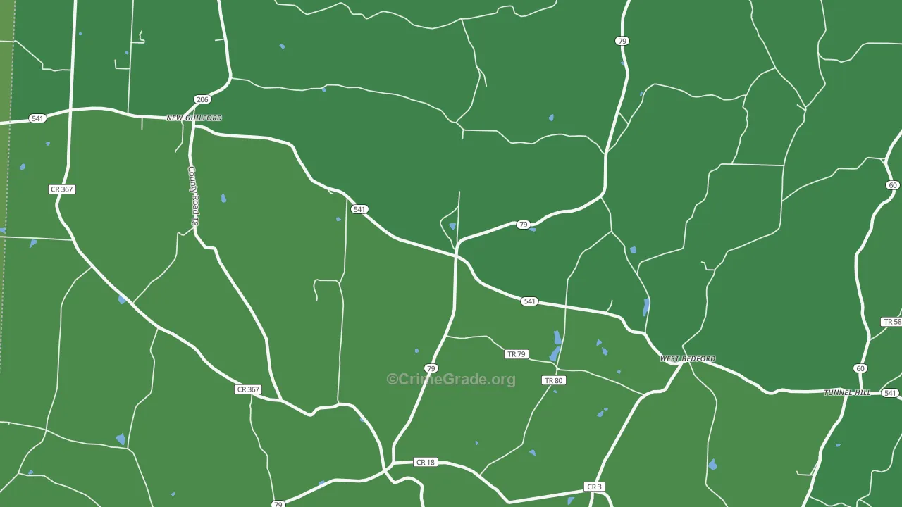 West Bedford, OH Map of Vehicle Theft Rates