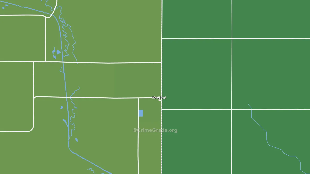 West Bend, IA Map of Vehicle Theft Rates