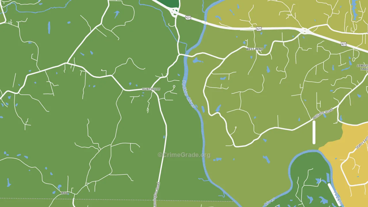 West Bend, NC Map of Vehicle Theft Rates