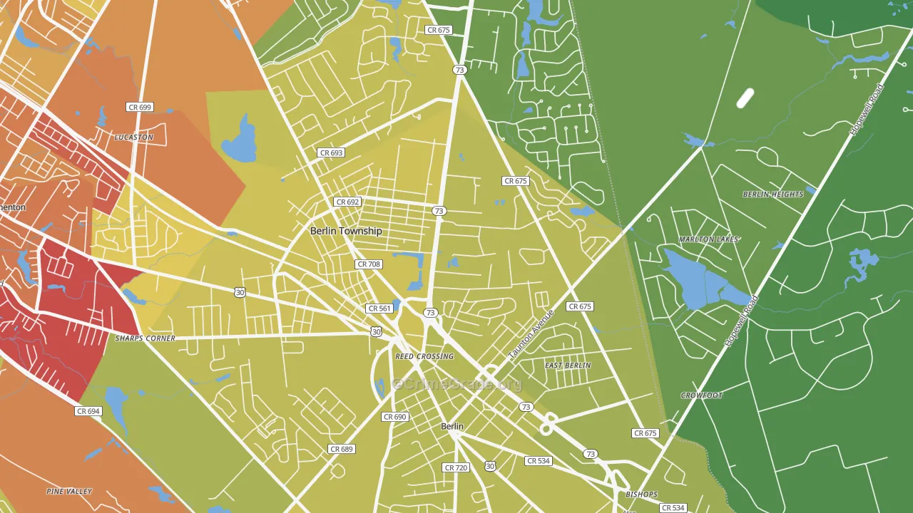 West Berlin, NJ Map of Vehicle Theft Rates