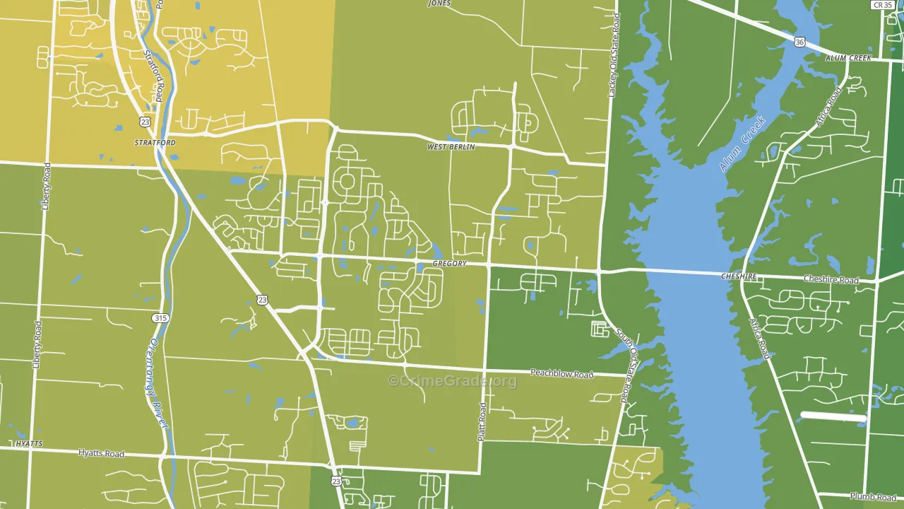 West Berlin, OH Map of Vehicle Theft Rates