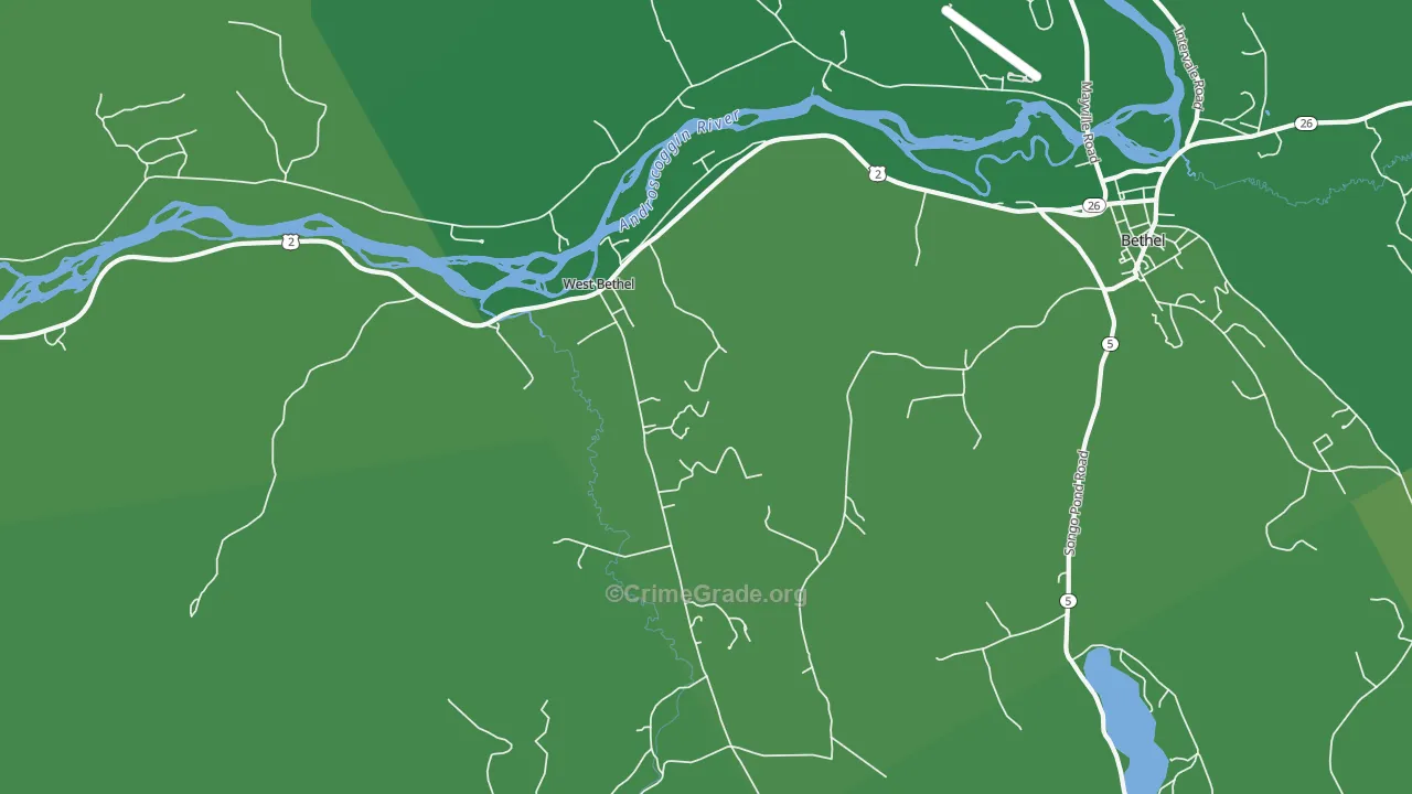 West Bethel, ME Map of Vehicle Theft Rates