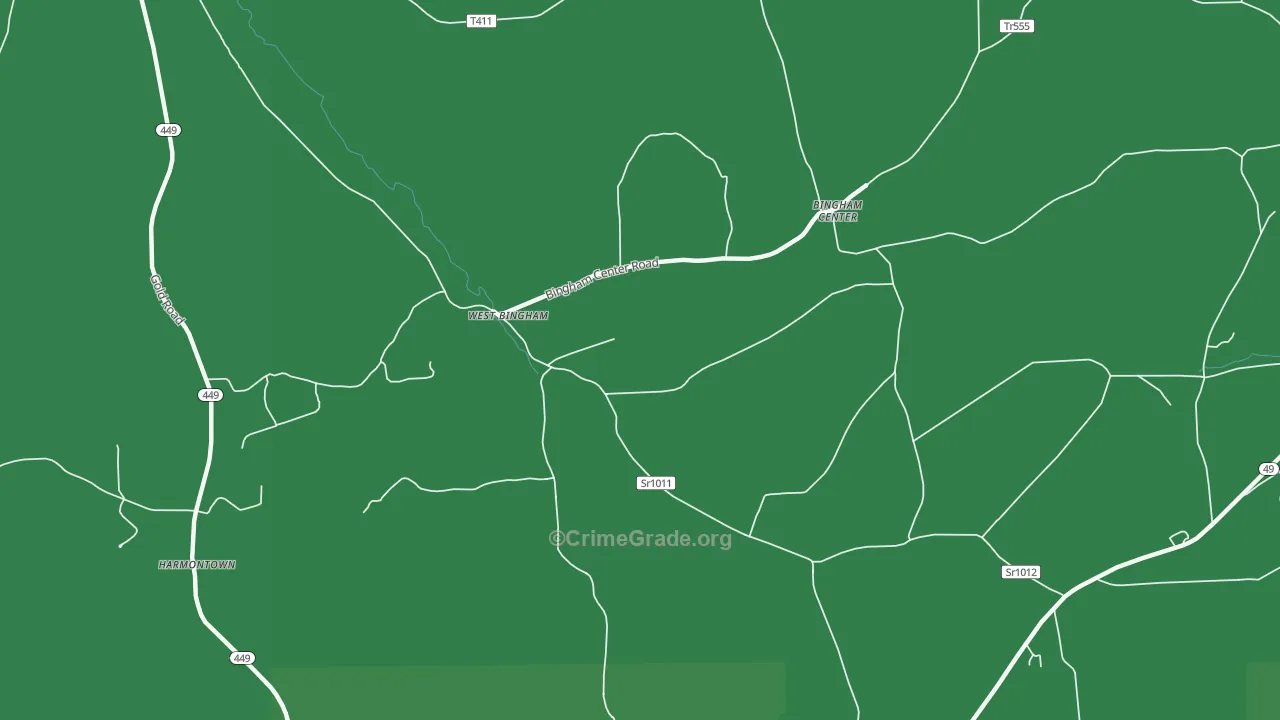 West Bingham, PA Map of Vehicle Theft Rates
