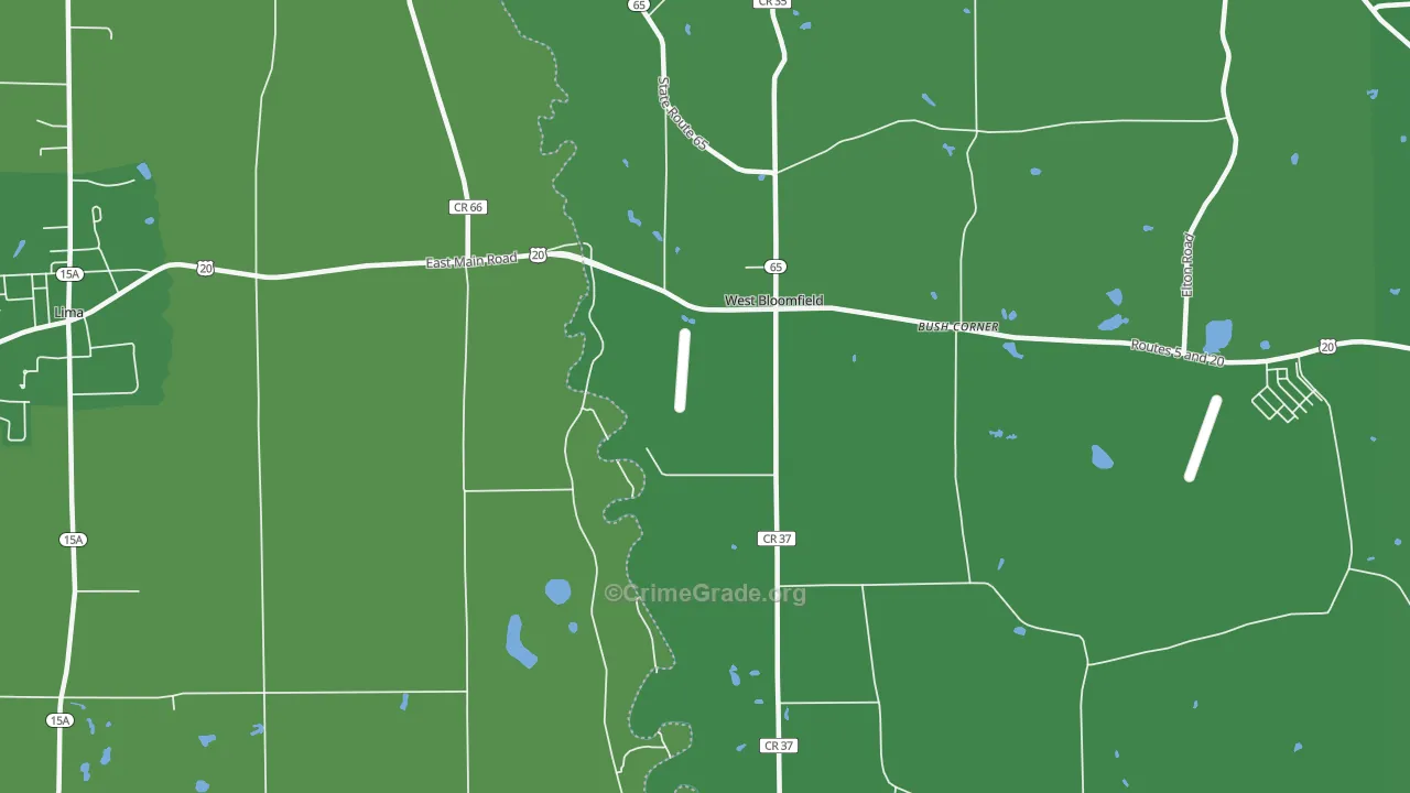 West Bloomfield, NY Map of Vehicle Theft Rates