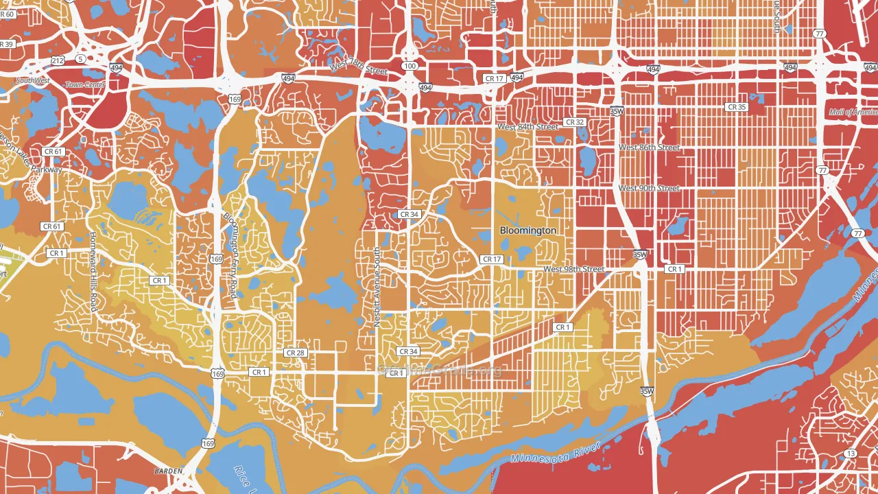 West Bloomington, Bloomington, MN Map of Vehicle Theft Rates