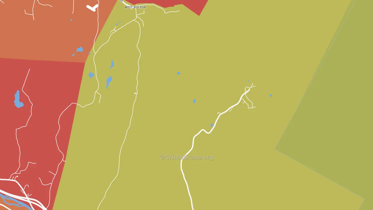 West Bolton, VT Map of Vehicle Theft Rates
