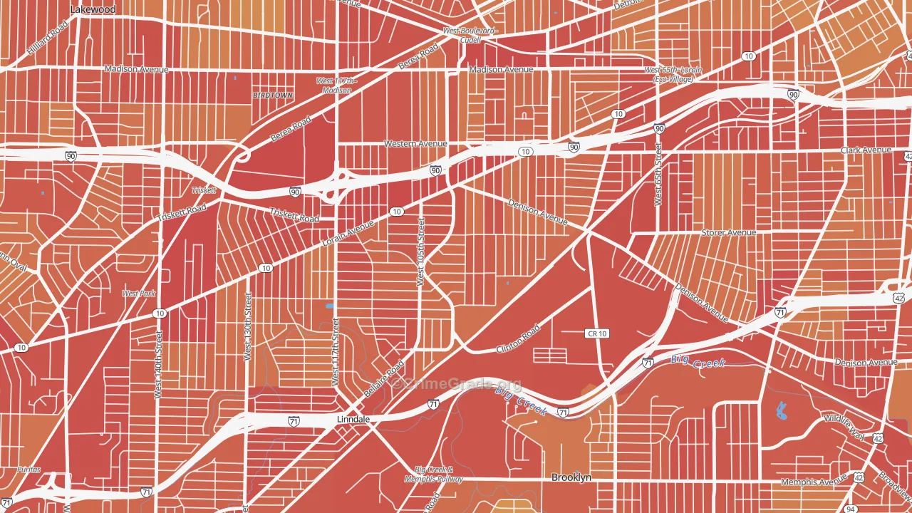 West Boulevard, Cleveland, OH Map of Vehicle Theft Rates