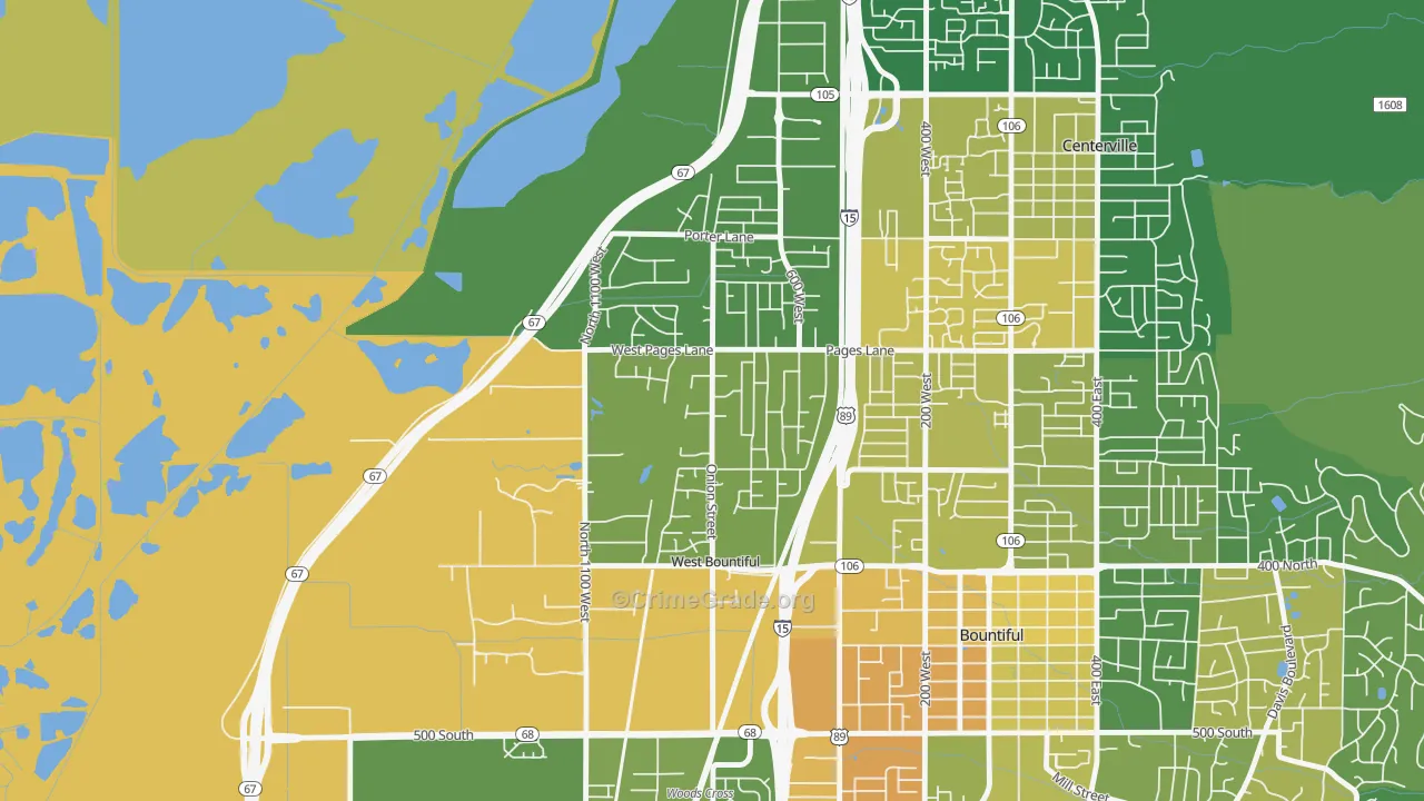 West Bountiful, UT Map of Vehicle Theft Rates
